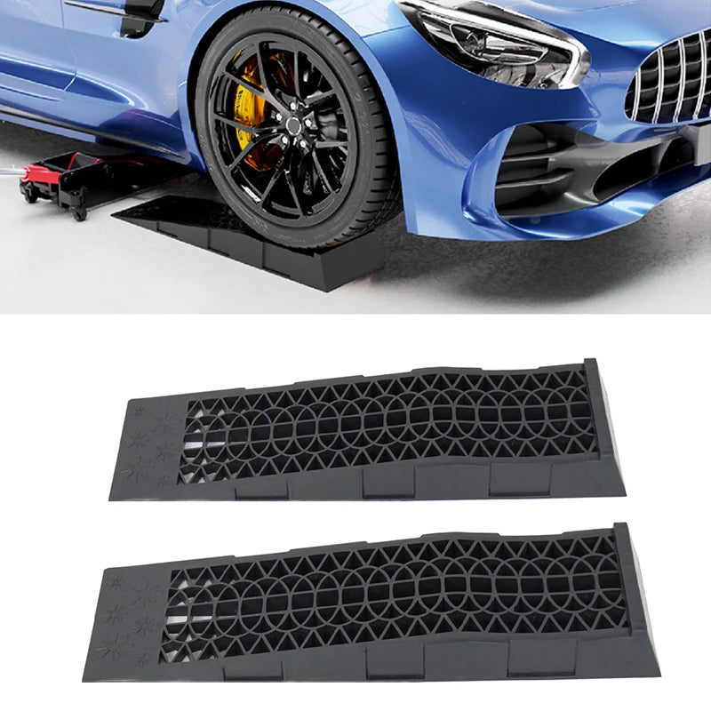2pcs 5000KG Capacity Heavy Duty Car Ramps 70cm Plastic Portable Loading Access Ramps Lift Repair Maintenance Jack Lift Tool