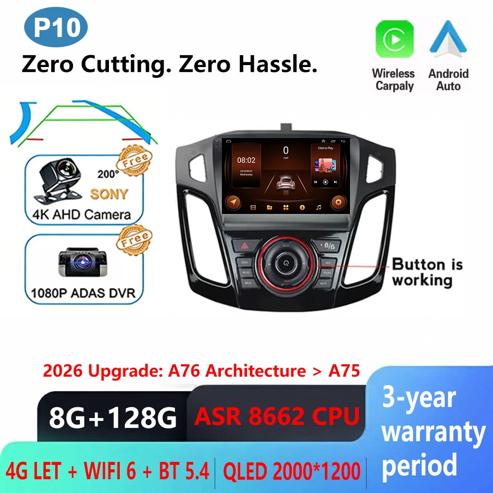 Ford Focus 3 Android Car Stereo with GPS, CarPlay & 9" Touchscreen - image 8