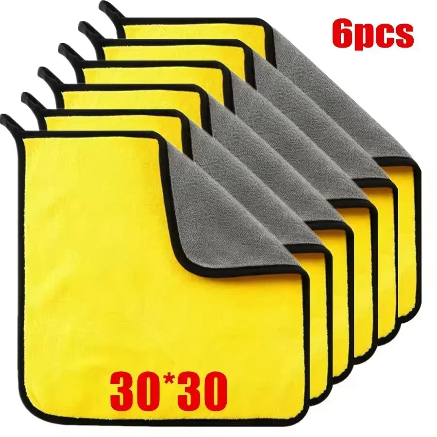 30x60cm Microfiber Car Cleaning Towels, Double Layer, 1/2/3/6/10 Pack