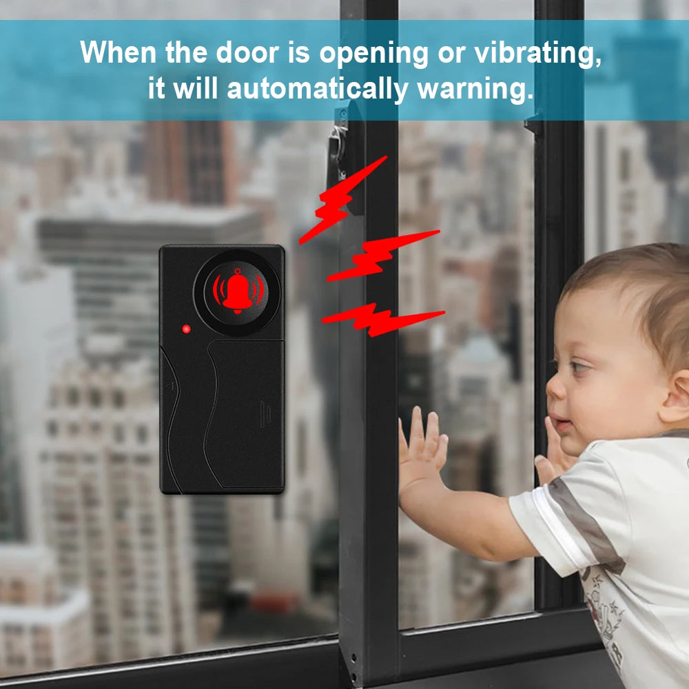 110dB Wireless Vibration Alarm with Remote – Door, Window & Bike