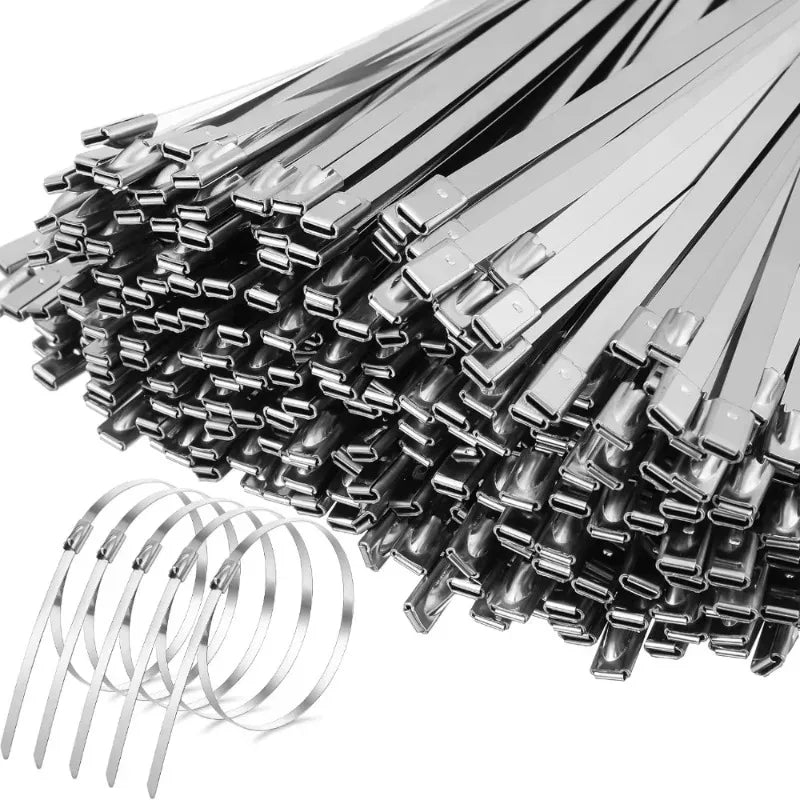 304 Stainless Steel Zip Ties 4.6mm Heavy Duty Self-Locking Cable Ties for Vehicles