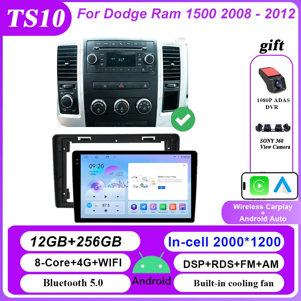 10-Inch Touchscreen Android Car Stereo for Dodge Ram 1500 2008-2012 - image 6