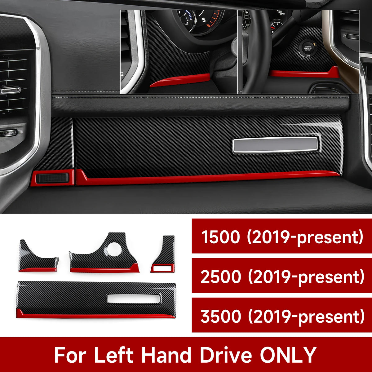 Carbon Fiber Gear Shift Panel Cover for Dodge RAM 2019-2026 - image 25