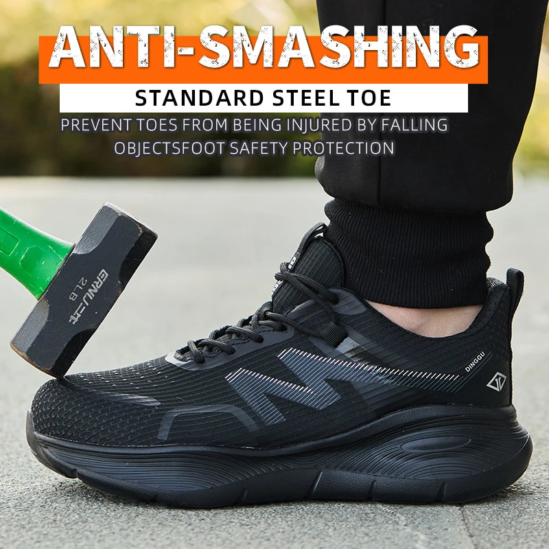 New Work Boots Steel Toe Safety Shoes Men Work Shoes Sneakers Lightweight Anti-Puncture Safety Shoes Men Indestructible Boots