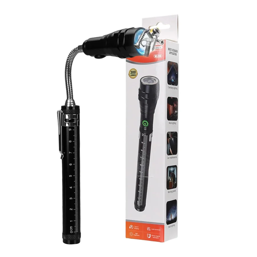 Rechargeable Waterproof LED Work Light Flashlight with Magnet & Hook