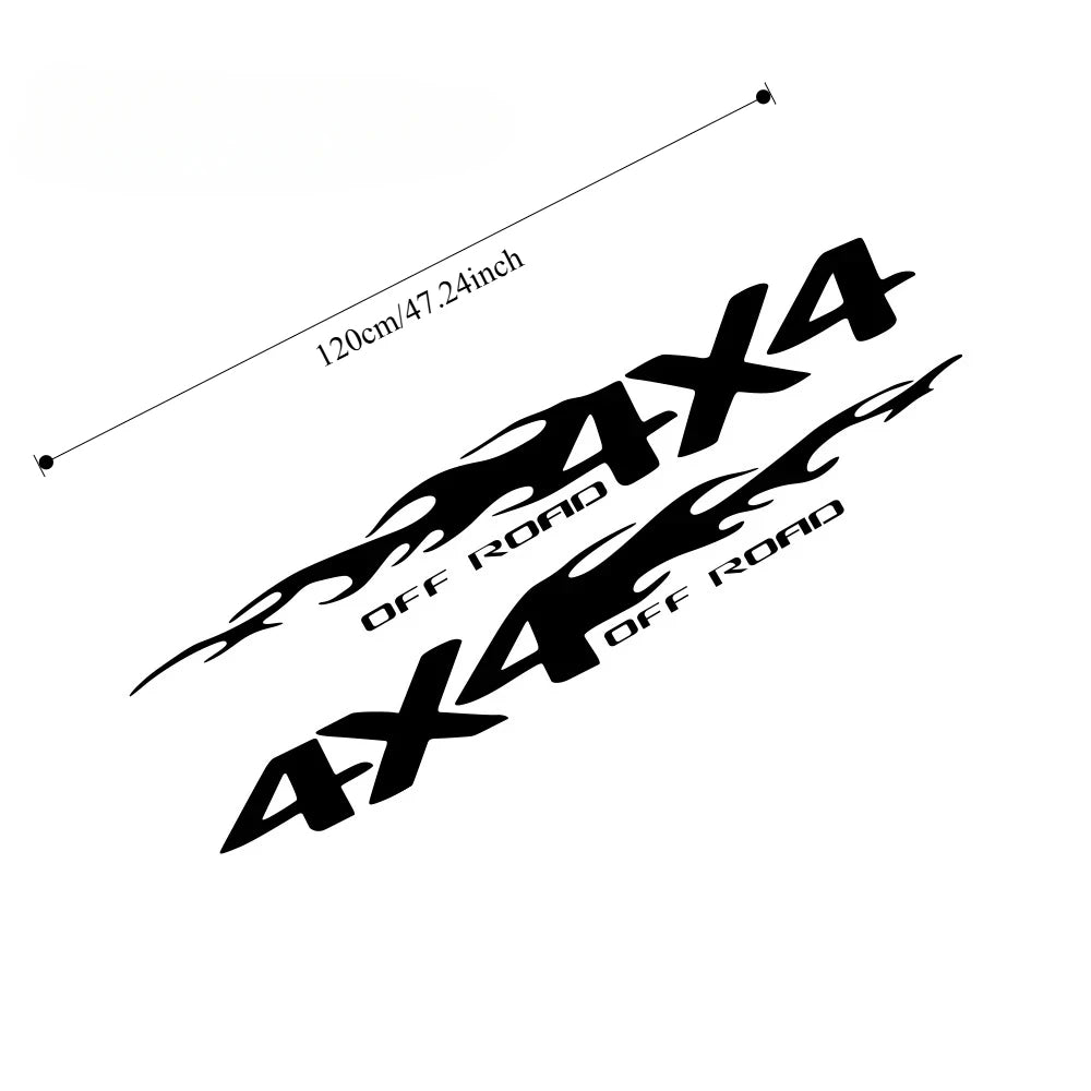 4x4 Off Road Flame Decals for Pickup Trucks, 2 pcs, 60cm or 120cm