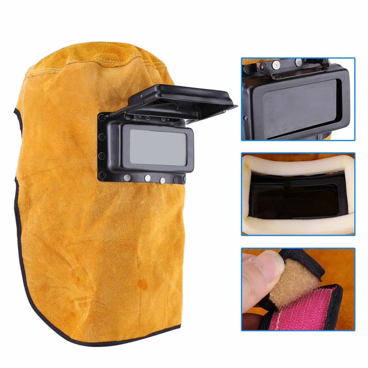 Welding Helmet Durable Good Quality Heat Resistant Breathable Welding Helmet Protection Mask with Lens Leather Welding Mask