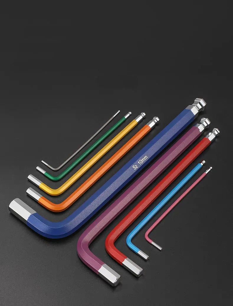 9pcs Industrial Ball End Hex Key Set Heavy Duty Color Coded Allen Wrenches