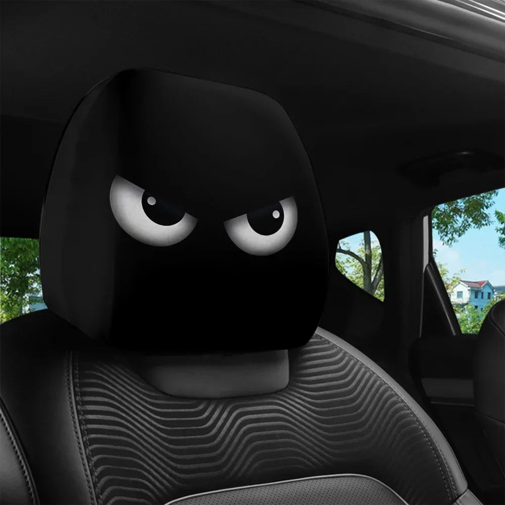 Funny Cartoon Face Car Headrest Covers, Set of 2