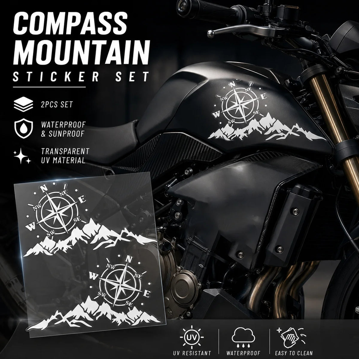 2D Mountain Compass Vinyl Decals for Car, Camper Van and RV - view 6