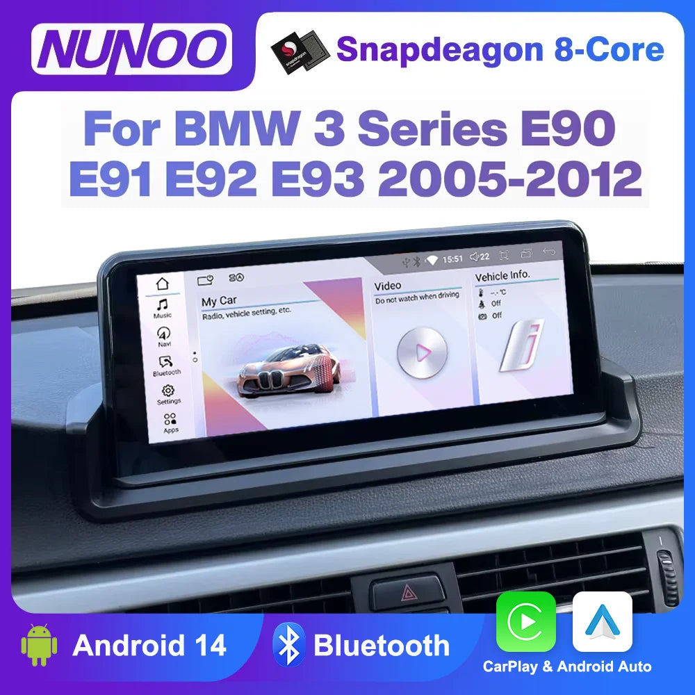 Android 14 CarPlay GPS for BMW 3 Series E90 E91 E92 E93 2005-2012