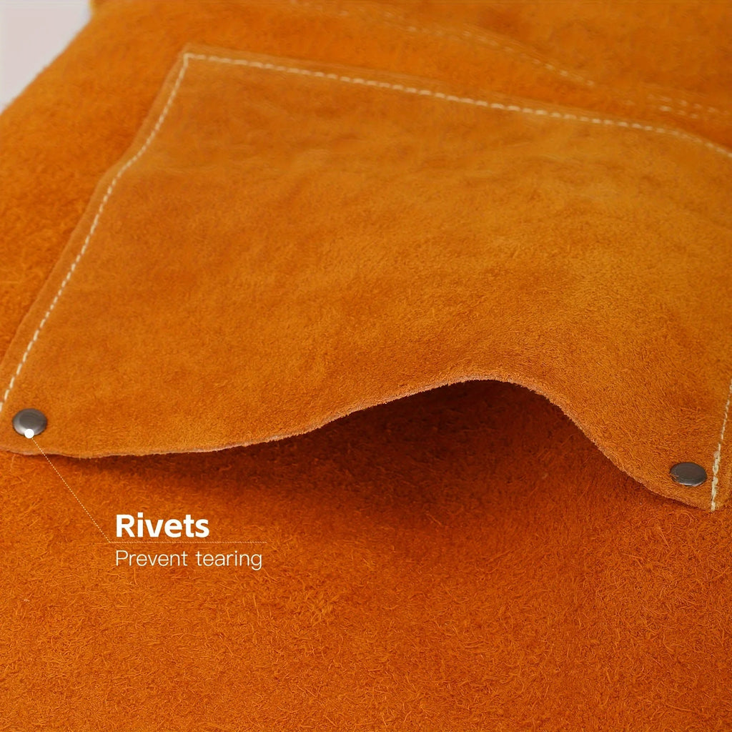 Leather Work Shop Apron, Buckle Straps, Heat & Flame Resistant Heavy Duty Welding Apron, Adjustable Fit for Men and Women