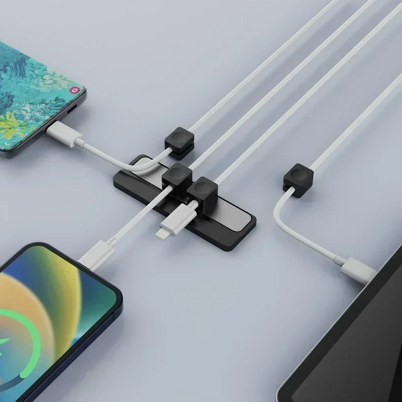 Magnetic Under-Desk Cable Clips – Adjustable Cord Holder
