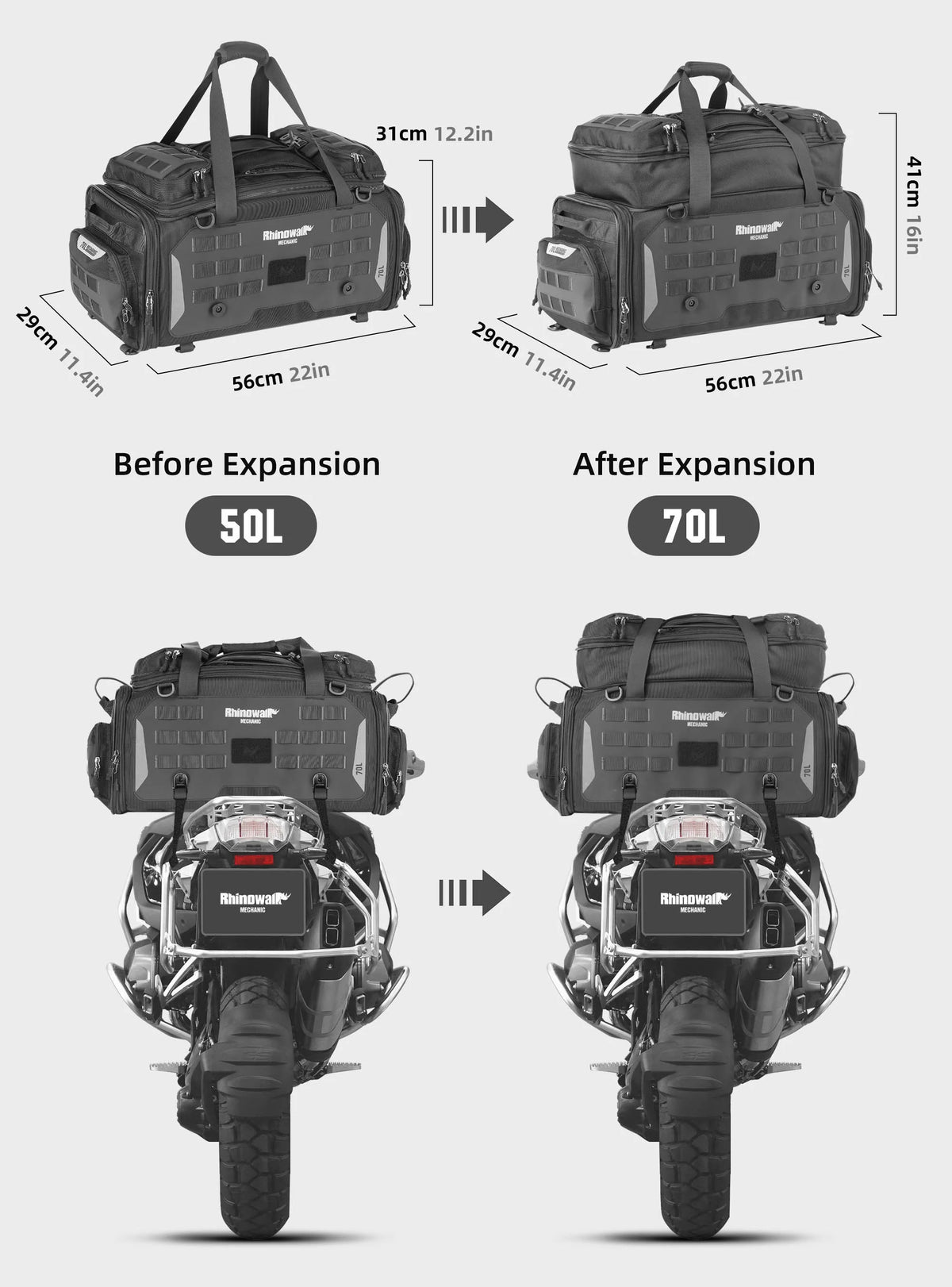 Rhinowalk 70L Magnetic Motorcycle Saddle Bag - image 10