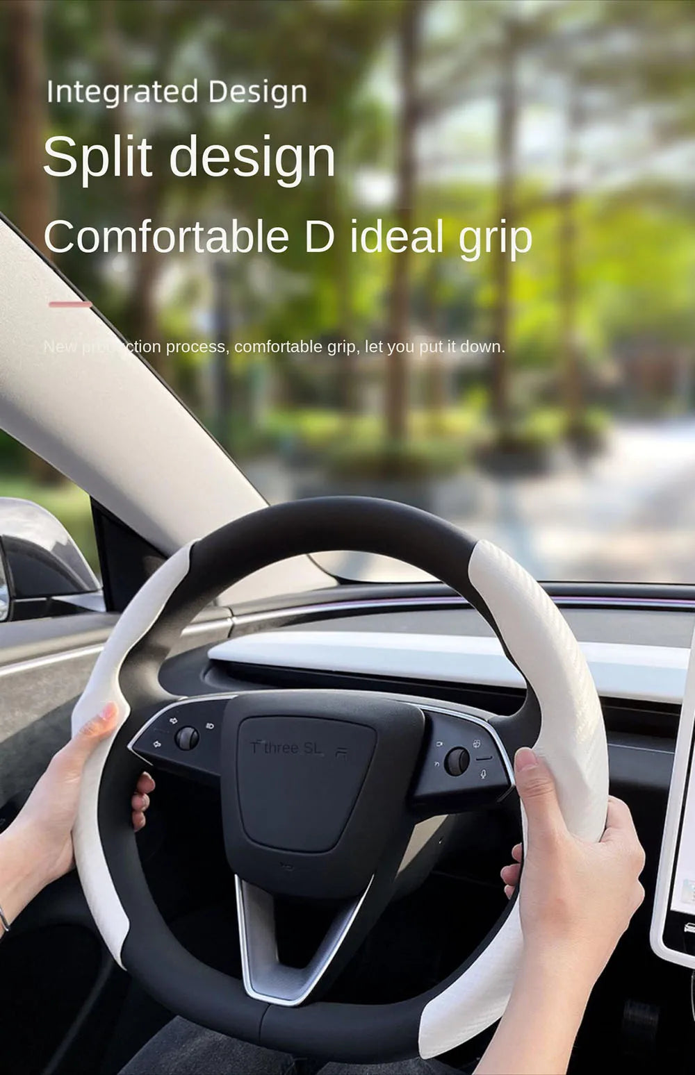Matte White Steering Wheel Trim for Tesla Model Y and Model 3