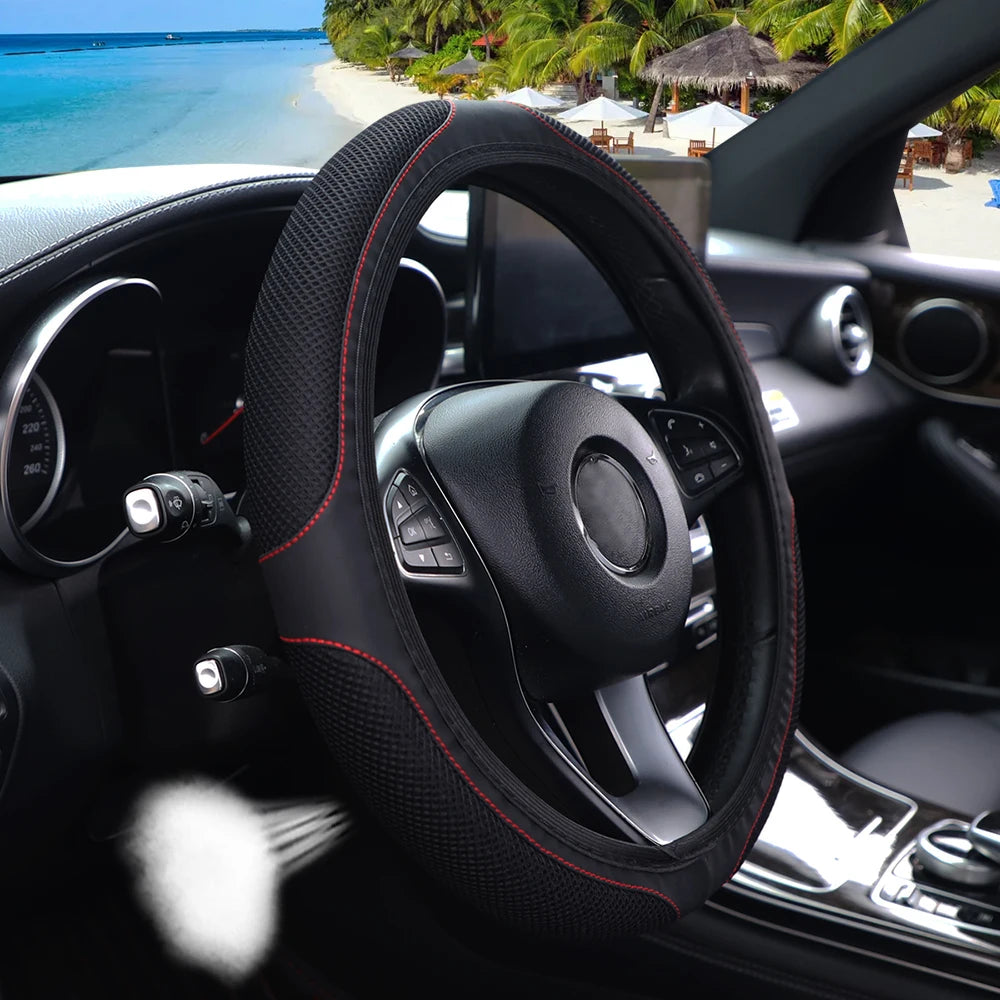 Breathable Mesh Stretch Steering Wheel Cover, 14.5-15 Inch
