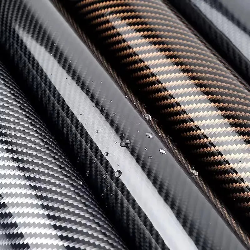 Carbon Fiber Vinyl Wrap – Glossy Black/Gold, Waterproof Car Sticker - image 5