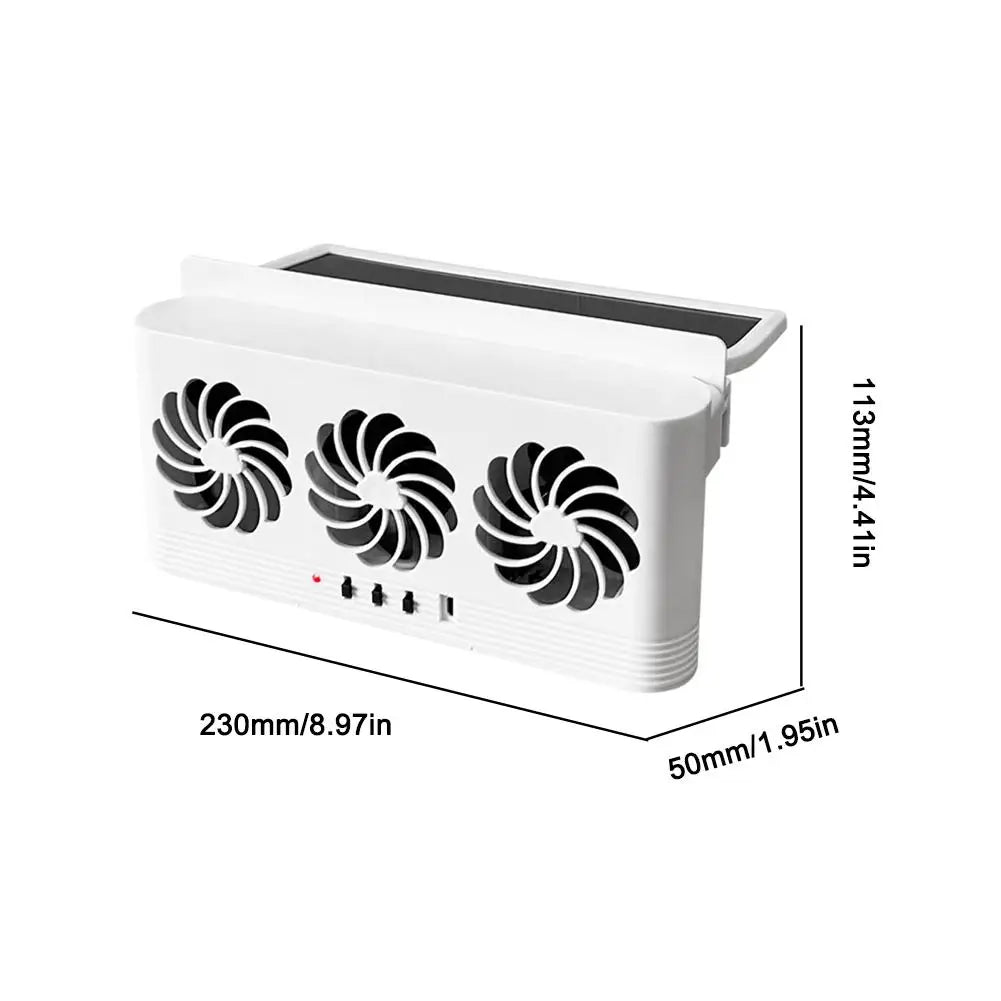 Solar Powered Car Window Exhaust Fan, 3 Air Outlets