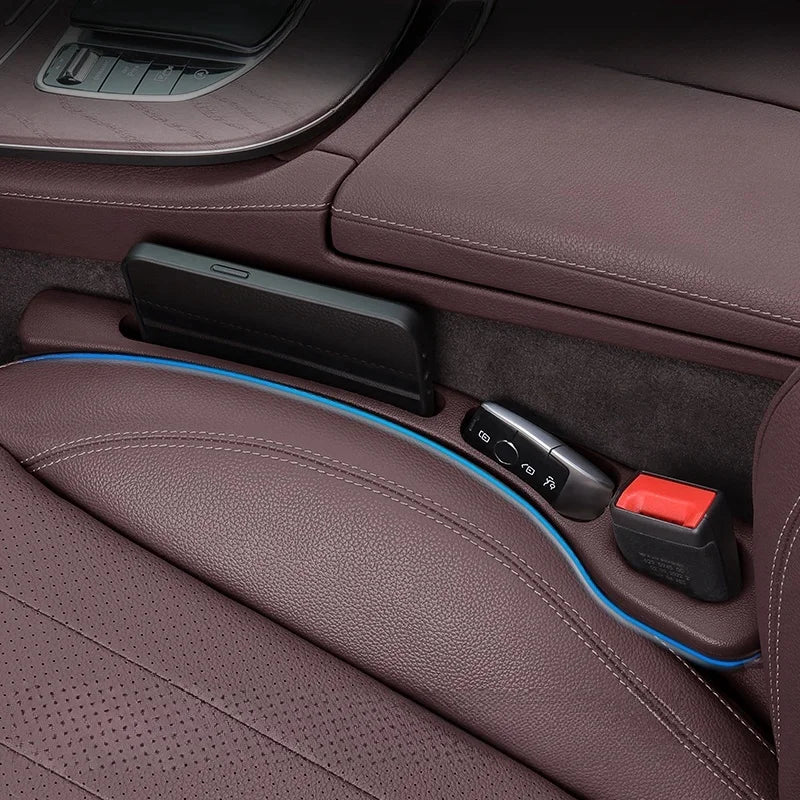 PU Leather Car Seat Gap Fillers with 2 Storage Grooves, Pair