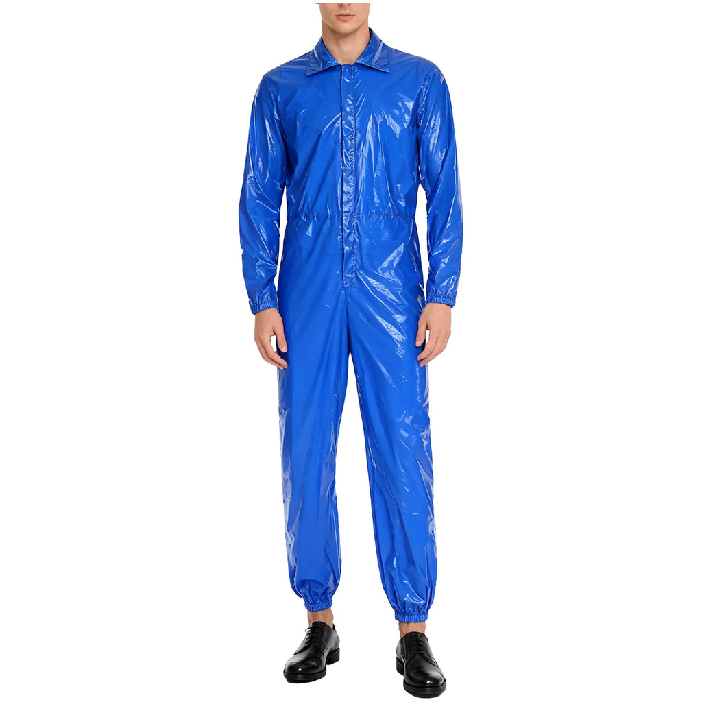 Water Resistant Coveralls for Men with Turn-Down Collar And Elastic Back Design Professional Work Waterproof Jumpsuit