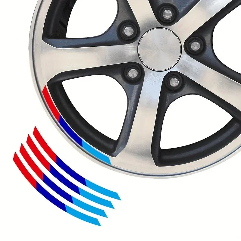 4pc Blue and Red Curved Stripe Decals for Car and Motorcycle