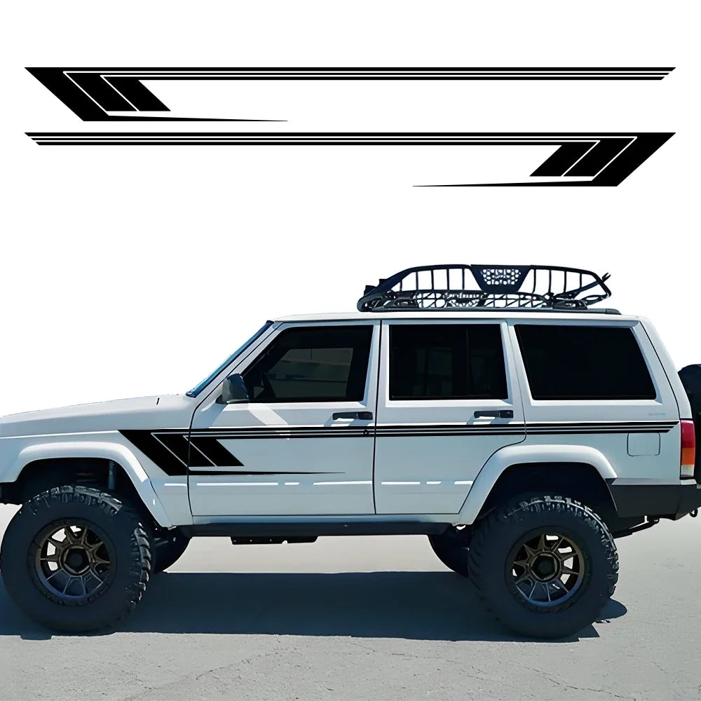 Retro Hockey Stick Side Stripe Decals for Jeep Cherokee XJ, 2 pcs