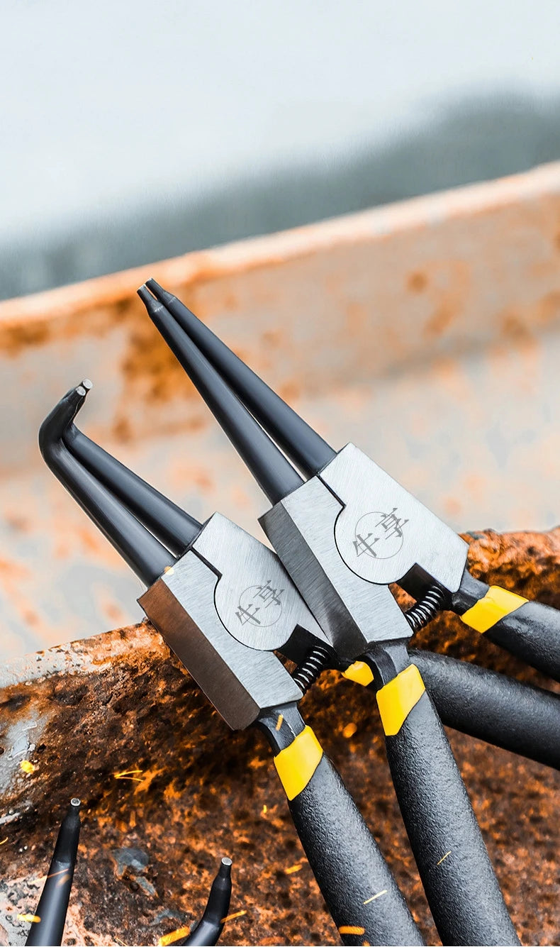 6/7 inch 4pcs/set Circlip Pliers,Needle Nose Pliers，Retaining Ring Pliers，for Removing Installing Puller Locking Rings Shafts