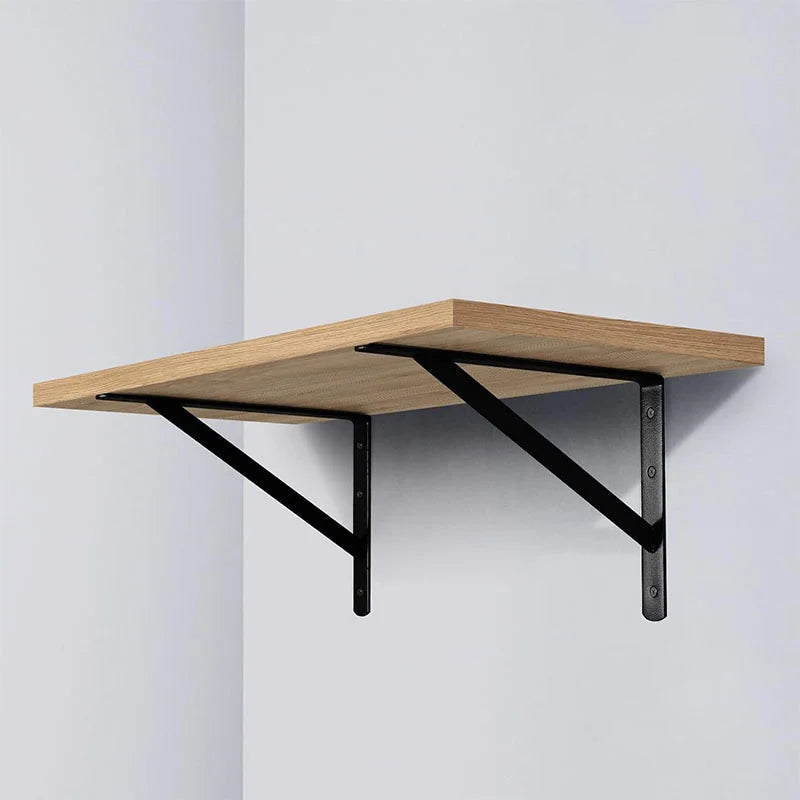6-Piece Black Steel Tripod Floating Shelf Brackets