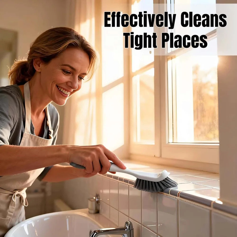 Stiff-Bristle Scrub Brush Set – Tile Grout & Sink Cleaning
