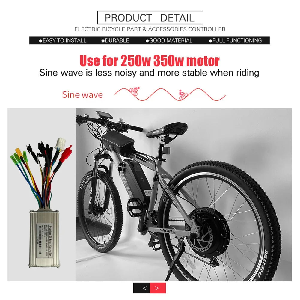 Electric Bike Controller 24V 36V 48V E-Bike Hall Controller 250W 350W 17A Controller Three Mode