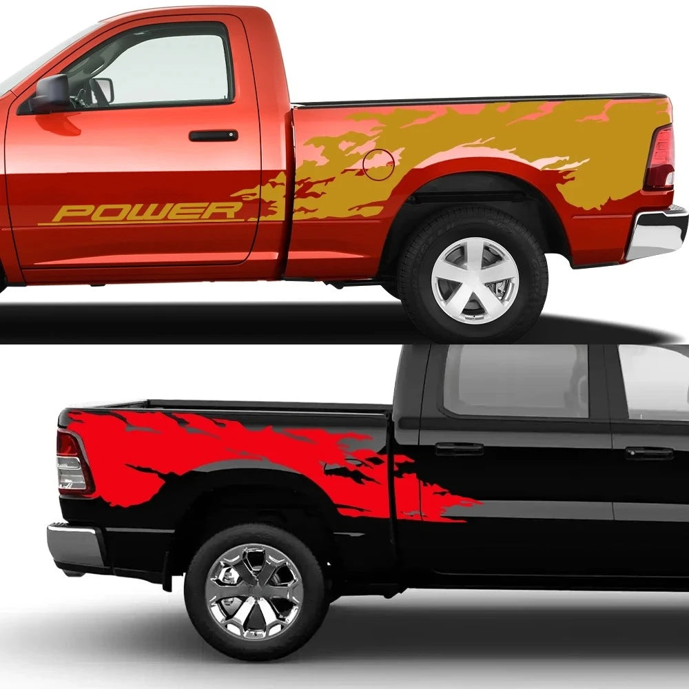 Pickup Side Bed and Tailgate Vinyl Graphic Sticker, 3pc