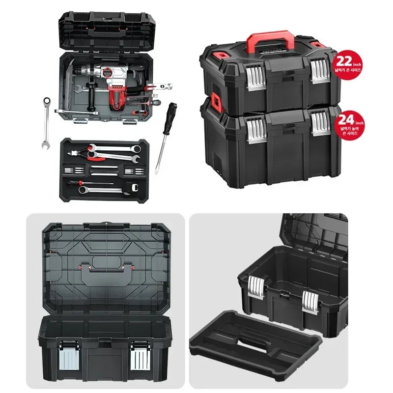 Large Tool Box Household Portable Tool Box Waterproof Hard Case Hardware Tool Box Organizer Car Tool Box Organizer Drill Case