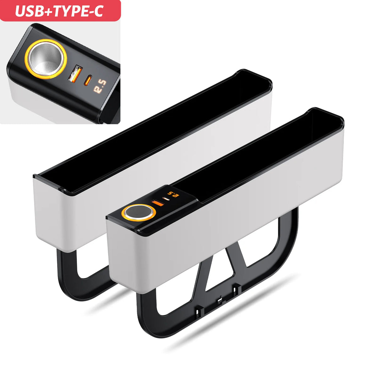 Car Seat Gap Filler Organizer 52W Charging Storage Box Base Removable for Front Seat