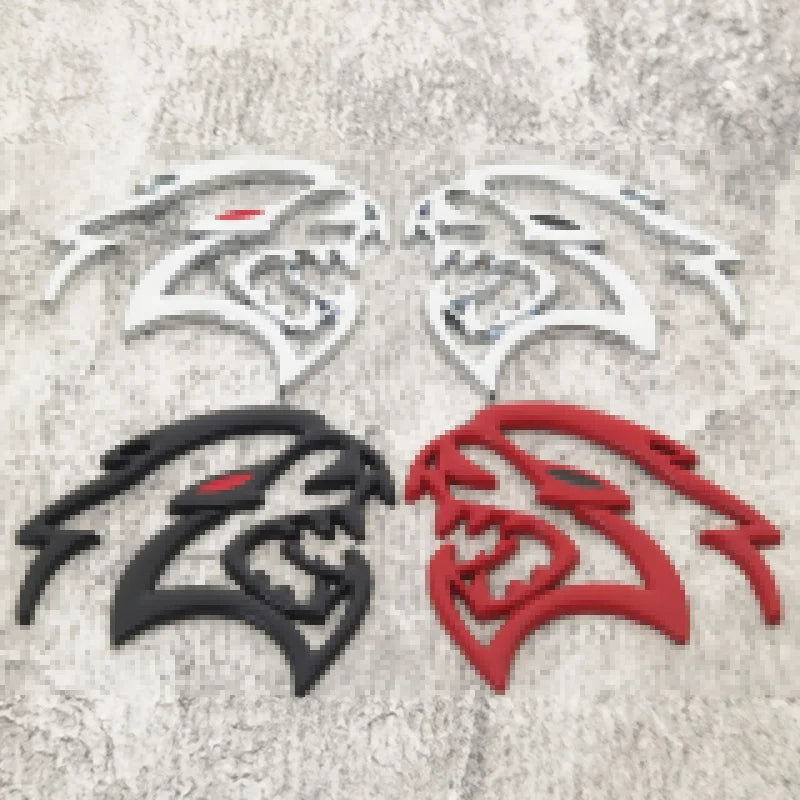 3D Angry Cat Head Metal Car Sticker, Zinc Alloy
