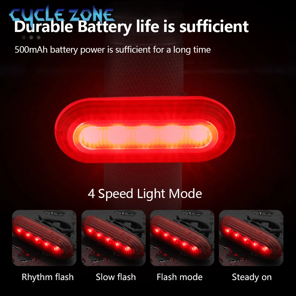 Bicycle Rear Light Type-C Rechargeable Bike Tail Light 360° Rotation Taillight for Night Safety Cycling MTB Road Bike Accessory