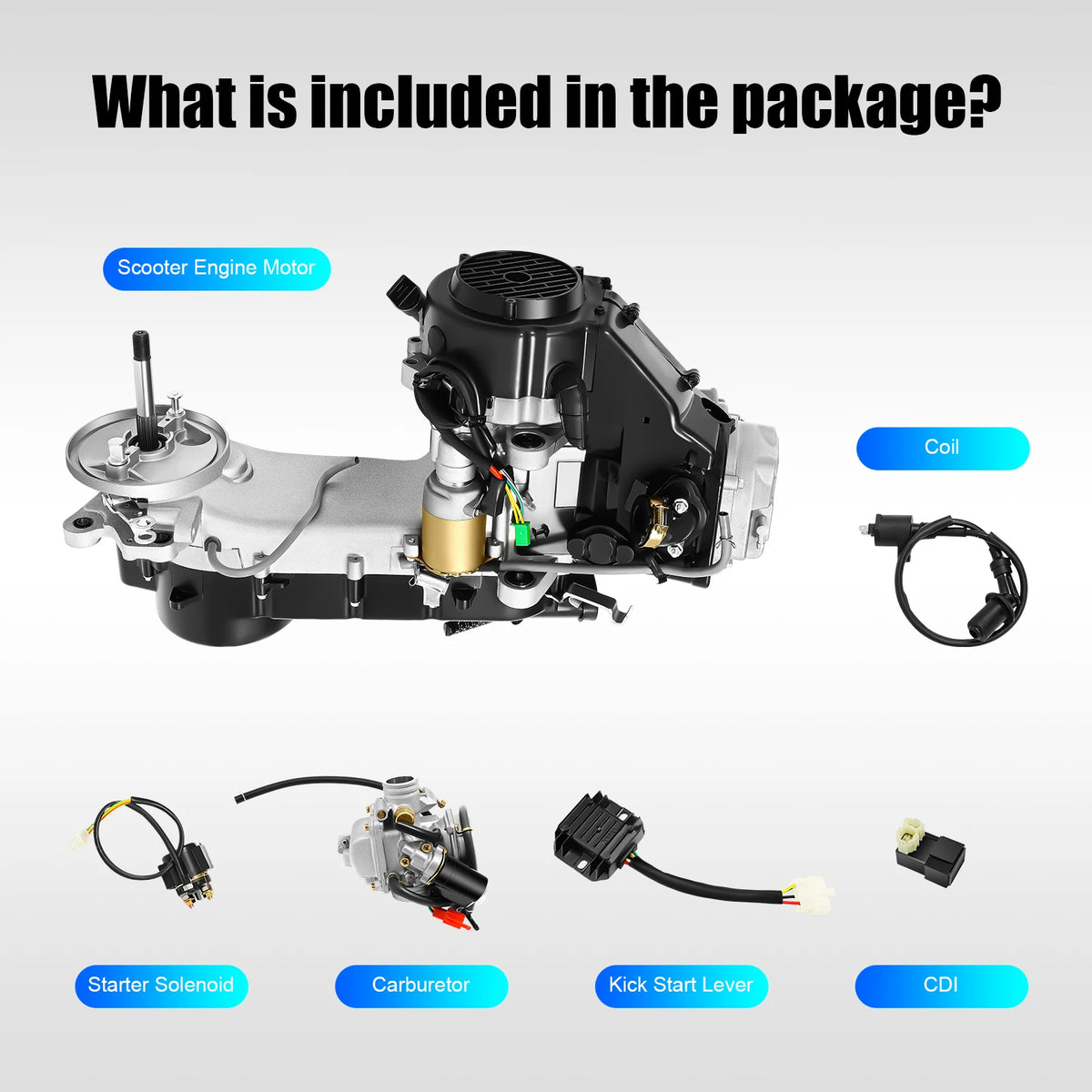 150cc GY6 Long Case Scooter Engine with CVT and Electric Start