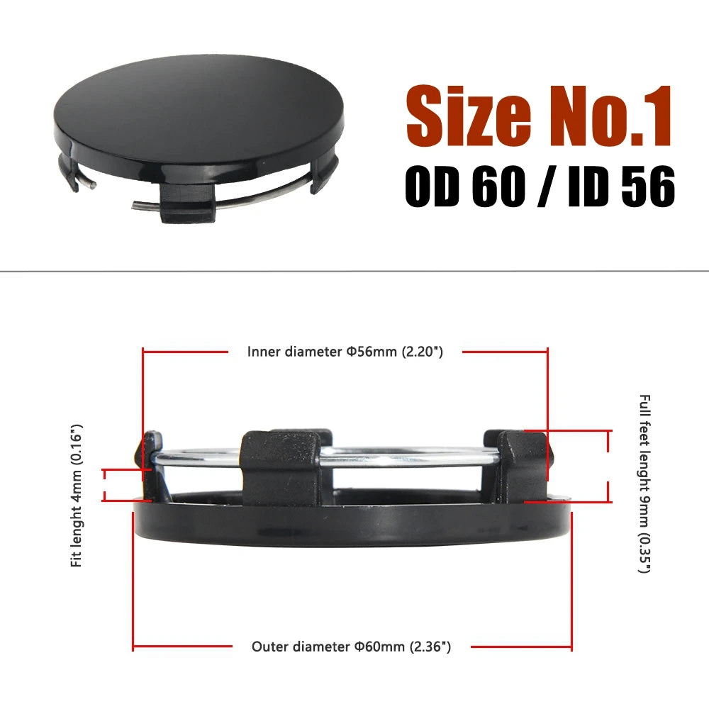 Universal Blank Wheel Center Caps, No Logo, Set of 4