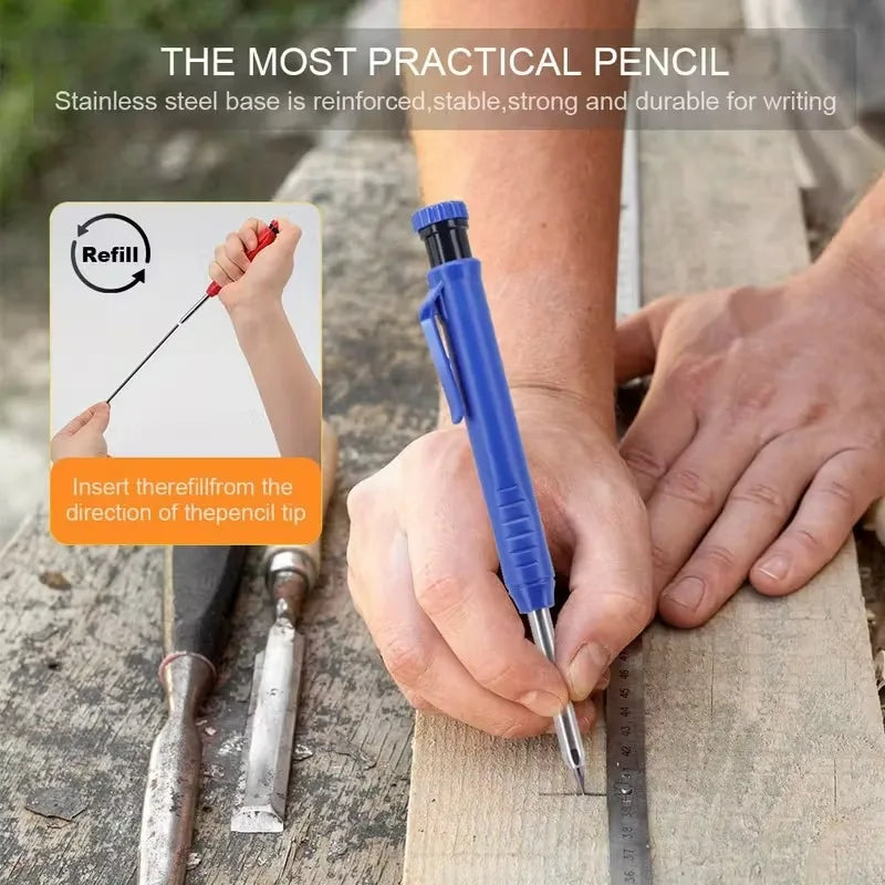 3-Color Carpenter Pencil Set with Sharpener & Refills - image 6