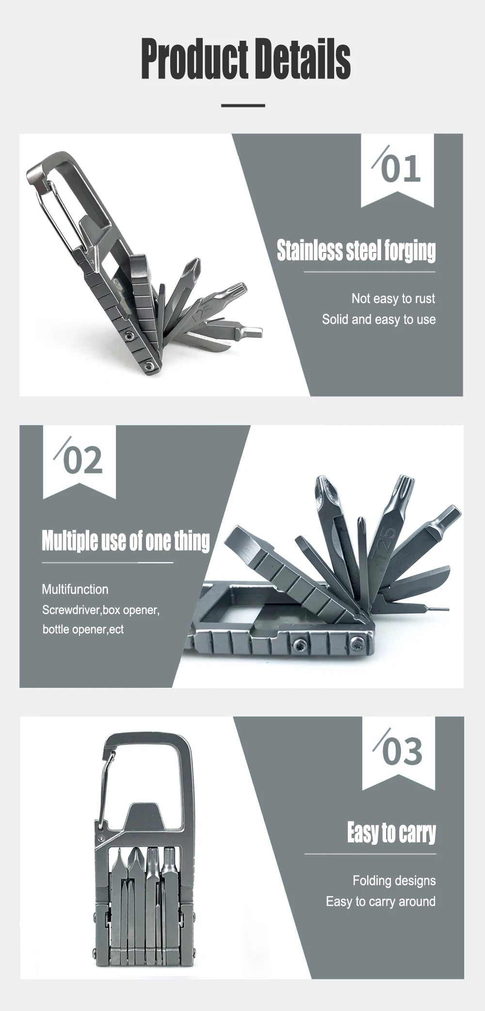 13-in-1 Folding Keychain Multi-Tool, Screwdriver & Corkscrew - image 9