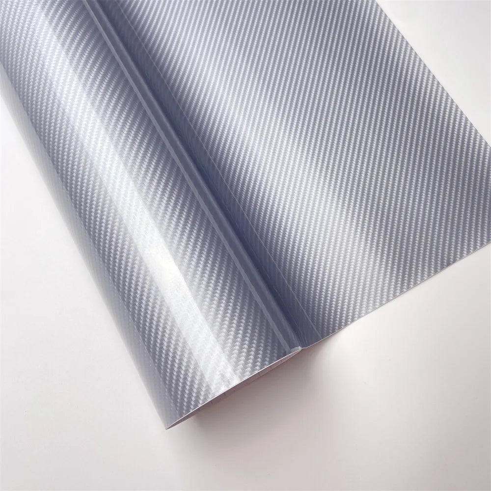 Silver 6D Carbon Fiber Vinyl Wrap Film - Self-Adhesive Car Styling - image 6