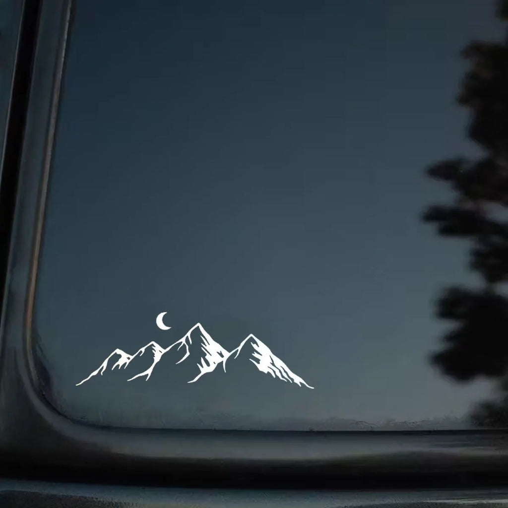 Mountains and Moon Scenery Car Sticker, Window and Mirror Decal - view 4