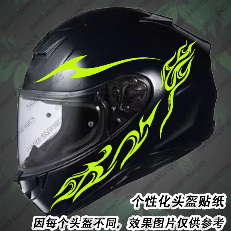 Abstract Motorcycle Helmet Decals in Yellow, Red and Black