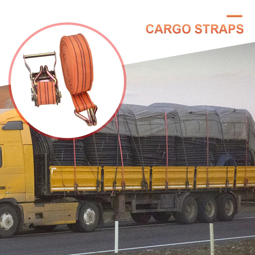 Heavy Duty Ratchet Tie Down Straps 40mm Wide 3-10M Double Hook Cargo Securing Straps Truck Trailer Transport Lashing