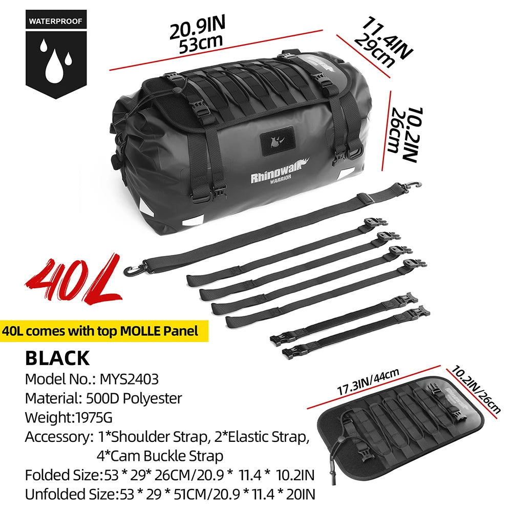 Rhinowalk Waterproof Motorcycle Saddle Bags 20-65L - image 26