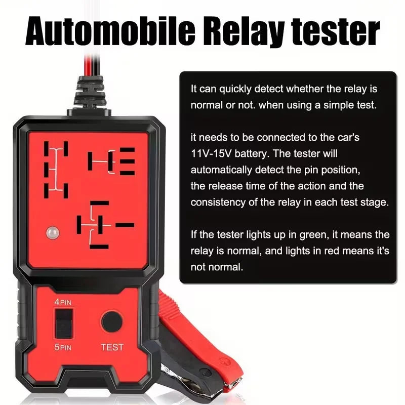 12V Relay Tester with Battery Clamp – 4-Pin/5-Pin Automotive Tool - image 2