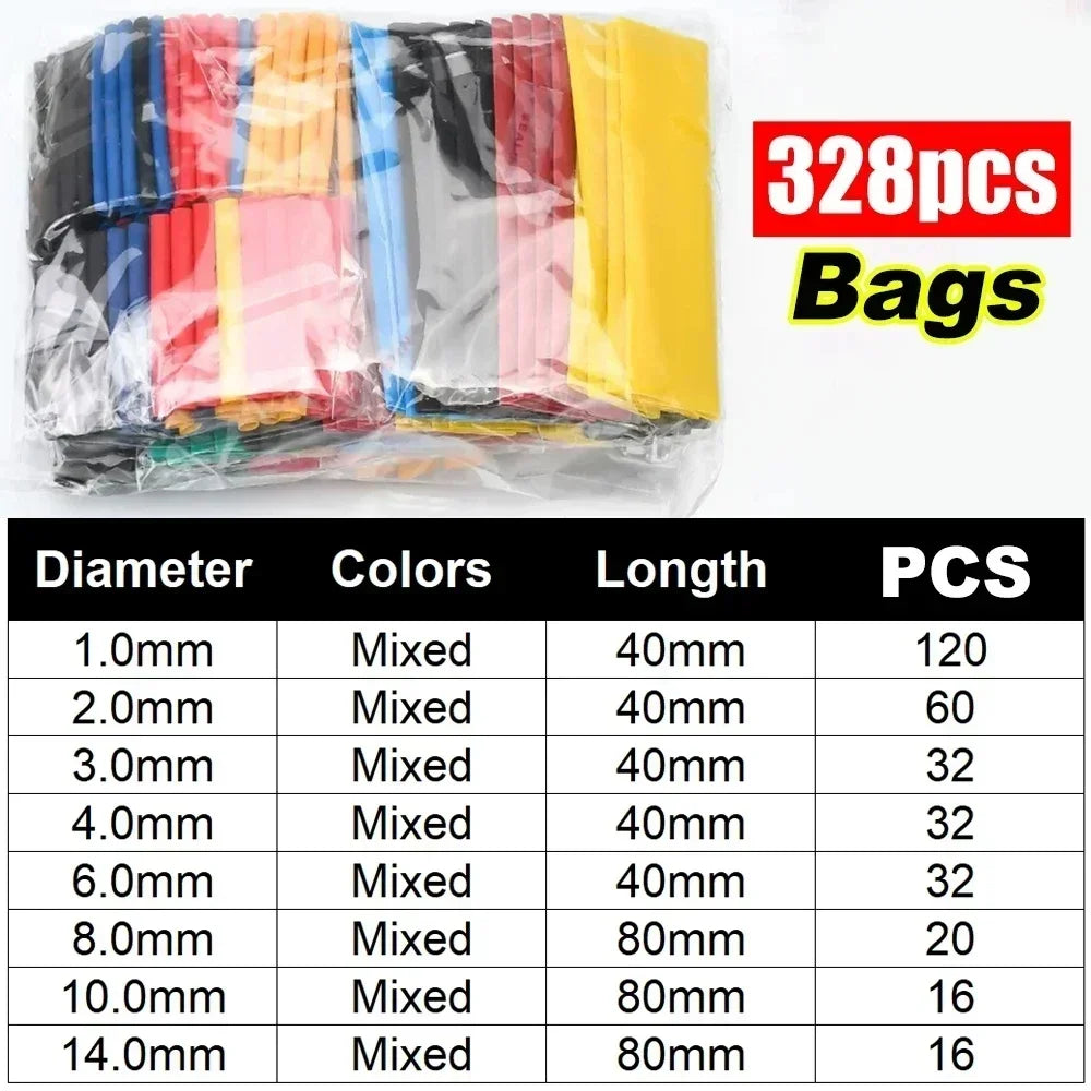 1600/127pcs Heat Shrink Tubing Kit Thermoresistant Wire Insulation Sleeving