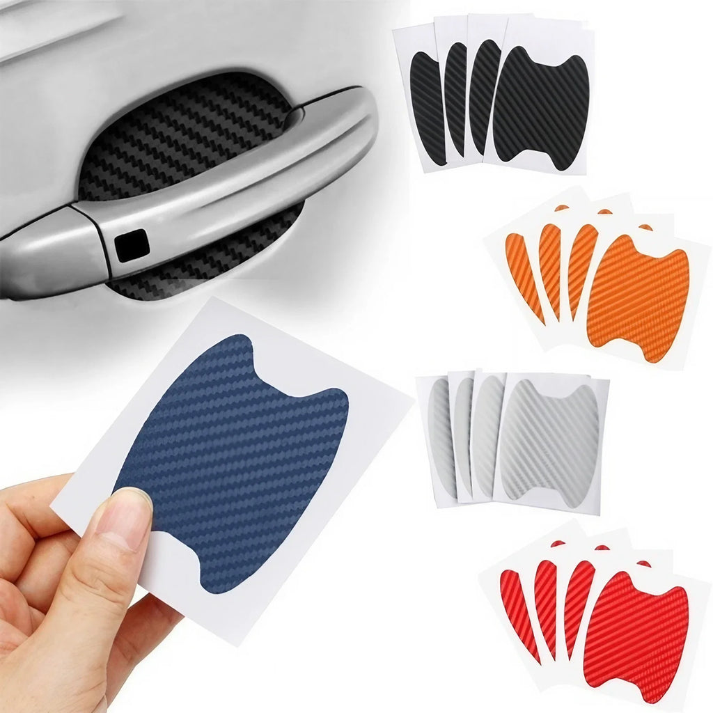 Carbon Fiber Look Door Handle Scratch Guard Film, 4-Pack