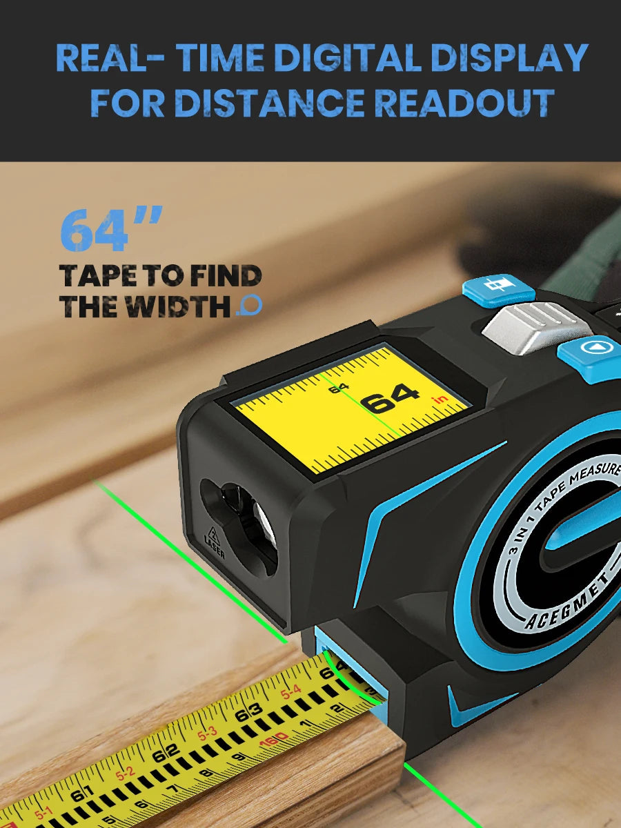 Laser Tape Measure 100M Professional Laser Distance Meter with Instant Digital Readout, Green Laser Line Marking