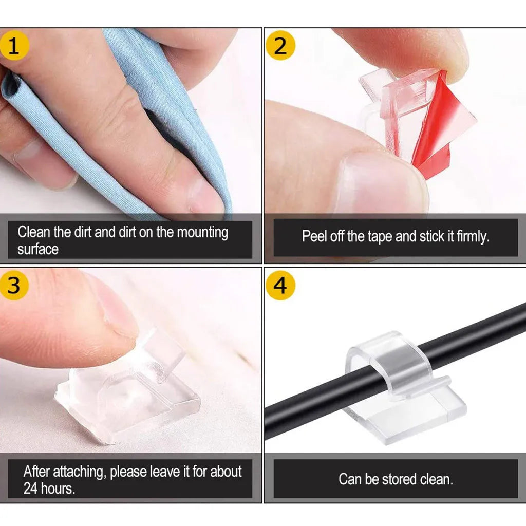 Cable Organizer Hooks, 10/20/50 Pack – USB Cable Management