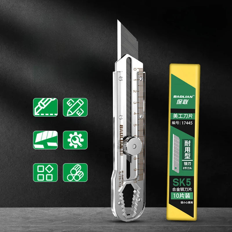 Stainless Steel Utility Knife Heavy Duty Industrial Grade Wallpaper Cutting Knife Thickened Dismantling Tool